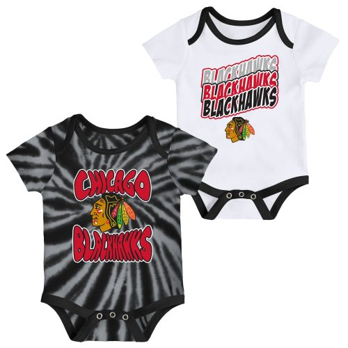 Newborn & Infant Chicago Blackhawks Black/White Monterey Tie-Dye Two-Pack Bodysuit Set