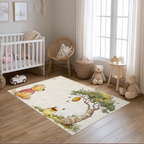 Winnie the Pooh Chenille Nursery Rug - Kids Area Rug, Cozy Nursery Decor, Baby Shower Gift, Small-Large, Kids room Pooh carpet decor