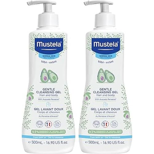 Mustela Baby Gentle Cleansing Gel - Baby Hair & Body Wash - with Natural Avocado fortified with Vitamin B5 - Biodegradable Formula & Tear-Free - 1 or 2-Pack - Various Sizes