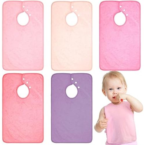 Hercicy Full Coverage Pullover Toddler Baby Bibs Terry Cloth Bibs with Snap Button for 0-4 Years Unisex Feeding Drooling