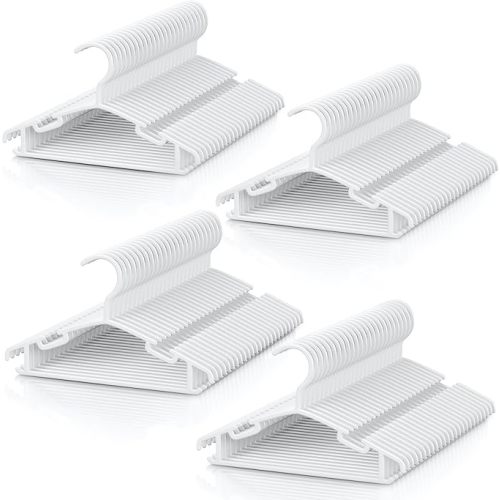 Kids Plastic Hangers, Baby Clothes Hangers for Closet 100 Packs Non-Slip Toddler Hangers for Infant Child Clothing, Small Children, for Pants Coats Skirts (White)
