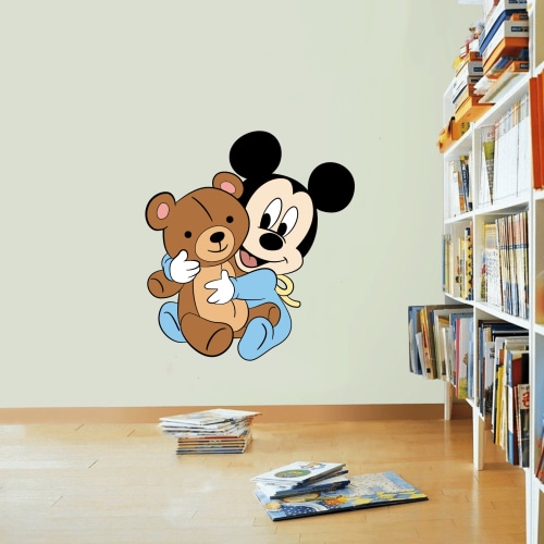 DS Inspirational Decals Young Mickey Mouse Vinyl Wall Decal - 20" x 22" Adhesive Home Wall Art Walt StickerDecal Cartoon Character Decor Design Kids Nursery Bedroom Removable Decoration Sticker