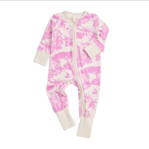 MORI x Desmond & Dempsey Pink Clever Zip Baby Pajamas