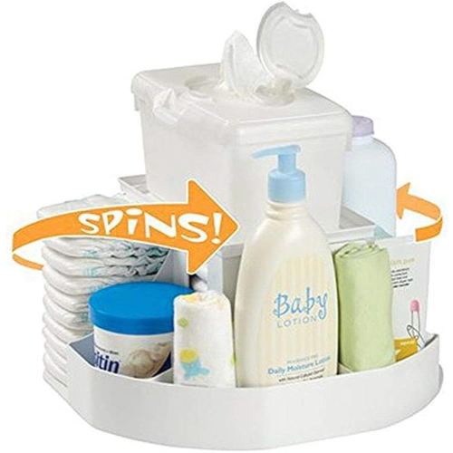 Dexbaby The Spin Changing Station | Baby and Toddler Nursery Organizer & Diaper Caddy – White