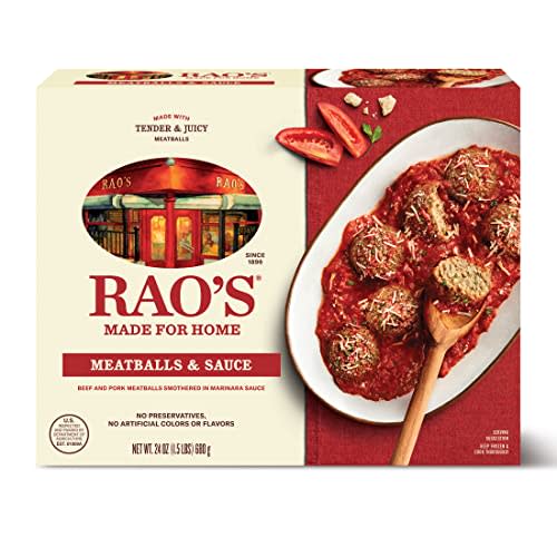 Rao's Homemade Meatballs & Sauce Frozen Meal, 24oz, All Natural Premium Quality Frozen Meatballs, No Preservatives, No Artificial Colors or Flavors