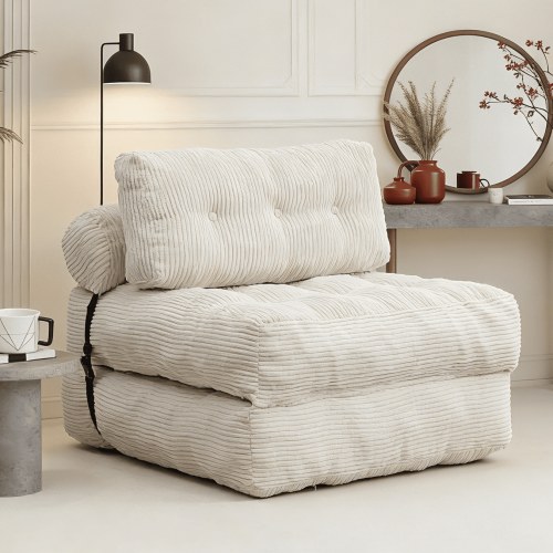Folding Sofa Bed, Convertible Sleeper Chair with Pillow - Foldable Mattress with Back Support, Portable Fold Out Chair Bed Comfy Floor Sofa Lounge for Living Room, Bedroom, Single
