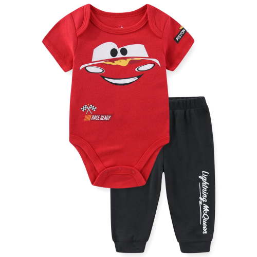 Disney Cars Lightning McQueen Short Sleeve Bodysuit and Pants Set (Baby Boys), 2 Piece Set, Sizes 3M-24M