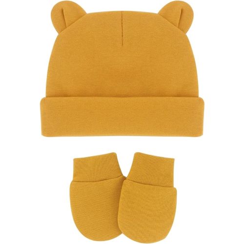 UTTPLL Newborn Hats Mittens Set Toddler Girls Boys Cotton Nursery Hospital Beanie No Scratch Gloves Unisex Baby Infant Caps
