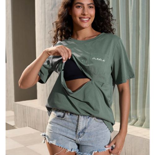 New Mama Nursing Zip T-shirt