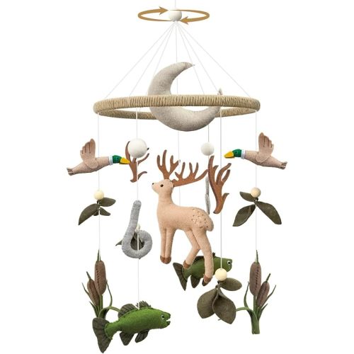 Teeloray Hunting Baby Crib Mobile Deer Baby Mobile for Boys and Girls Handmade Woodland Nursery Decor for Infant Bedroom Hanging Rustic Vintage Hunting Room Decor Duck Gender Neutral Newborn Gift