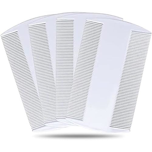 4 Piece Flea Comb Set Fine Tooth Nit & Lice Removal Combs, Double Sided Grooming Tools for Adults & Kids Puppies, Kittens, Hair (White)
