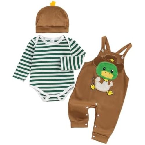 Baby Boy Clothes Cute Animal Suspender Outfit Striped Romper/Top Animal Embroidery Overalls For 0 3 6 12 18M