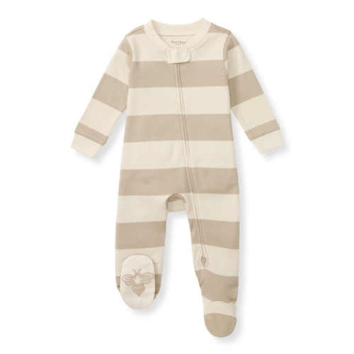 Mommy & Me Rugby Stripe Organic Cotton Sleep & Play - Oat 0-3m