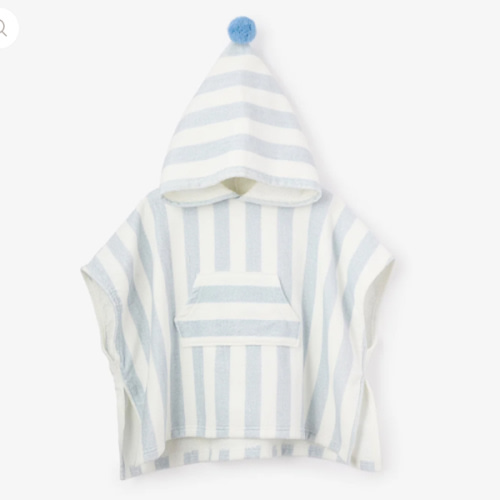 Blue Stripe Hooded Terry Poncho – Elegant Baby