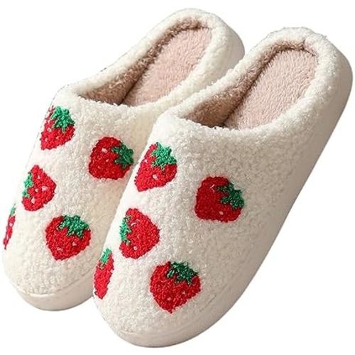 FAYUEKEY Women's Fuzzy Fruit Series Strawberry Slippers