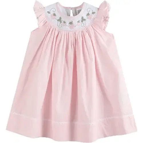 Lil cactus Girls Baby and Toddler Smocked Bishop Dress -Bunny Embroidered Cotton Dress, Spring Summer Boutique Outfit