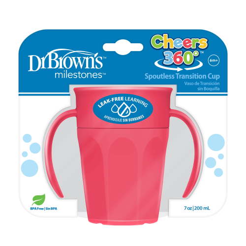 Dr. Brown's, Milestones Cheers 360 Cup, 7 oz/200 mL, Pink