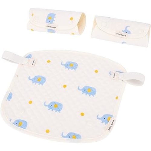 Bebamour Drool and Teething Reversible Cotton Pad For All Carry Positions Baby Carrier White Drool Bib For Boys & Girls (Elephant)