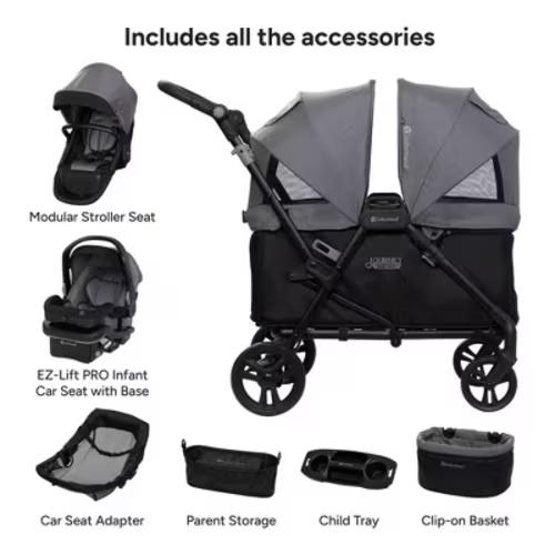 Baby Trend Journey All-in-One Stroller to Wagon Travel System with EZ-Lift Pro Infant Car Seat - Cosmic Black
