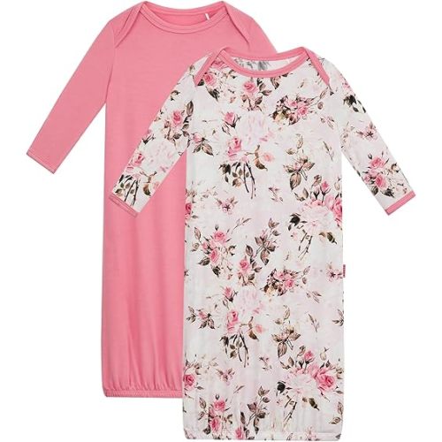 Bamboo Viscose 2-Pack Baby Gowns for Boys and Girls Long Sleeve Infant and Newborn Sleepers