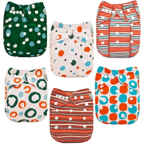 ALVABABY Baby Cloth Diaper 6 Pack with 12 Inserts One Size Cloth Diaper Covers Adjustable Washable Reusable for Baby Girls and Boys 6DM125
