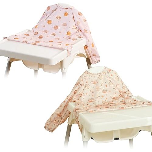 Long Sleeve Baby Bib - Mess-Proof Feeding Bibs for Babies - Adjustable, Waterproof, and Highchair/Table Attachment