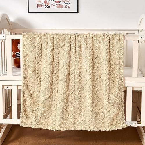 Sherpa Fleece Baby Blanket, Ultra Soft Fluffy Premium Baby Blankets for Boys Girls, Cozy Infant Toddler Newborn Receiving Blankets for Crib Stroller 30”×40” (Khaki)