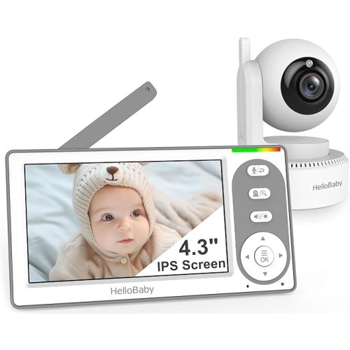 HelloBaby 4.3'' Video Baby Monitor No WiFi, 30 Hours Battery