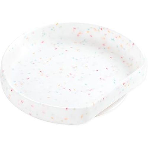 Bumkins Toddler and Baby Suction Plate, Silicone Grip Dish for Babies and Kids, Baby Led Weaning, Children Feeding Supplies, Non Skid Sticky Bottom, Platinum Silicone, 6 Months Up, Vanilla Sprinkles