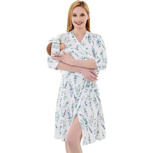 Galabloomer Maternity Robe and Receiving Blanket, Matching Mommy Labor Robe