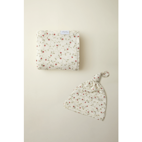 Strawberry Swaddle + Hat Set
