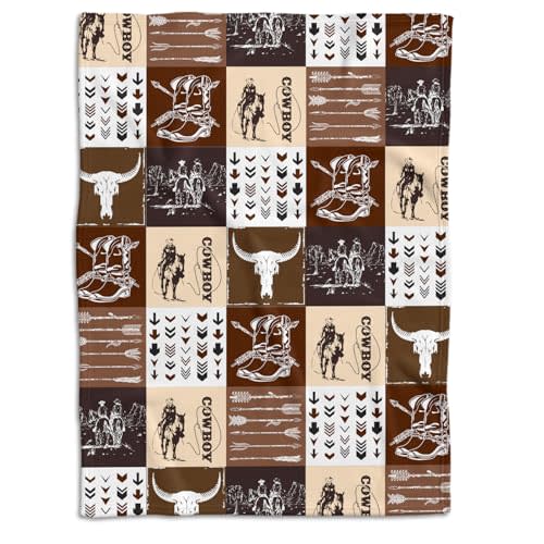 Western Blanket, Western Decor for Nursery Room, Baby Blankets for Boys Girls, Cowboy Baby Blankets, Western Baby Stuff, Soft Warm Lightweight Nursery Bed Blanket for Newborn Toddlers (01, 30x40 in)