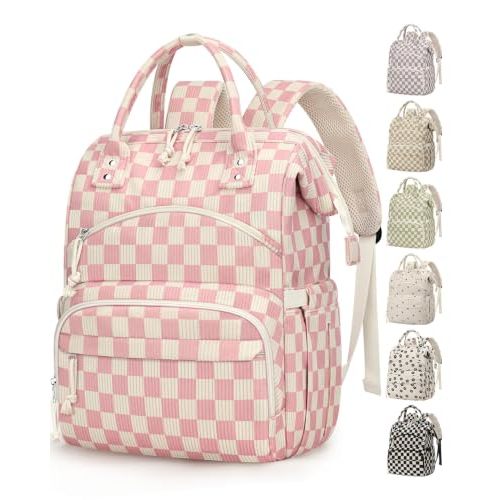 Corduroy Diaper Backpack for Mom,Travel Baby Diaper Bag for Girls&Boys | Mommy Bag with Insulated Pockets,Stroller Straps,Water Resistant Travel Essentials Baby Bag for Hospital Daycare,Pink