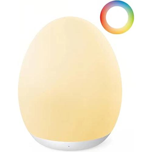 JolyWell Night Light for Kids, Baby Night Light with 7 Colors Changing Mode & Stepless Dimming, Nursery Night Light BPA Free,Rechargeable Egg Night Light for Breastfeeding 1h Timer & Touch Control