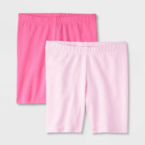 Toddler Girls' 2pk Bike Shorts - Cat & Jack™ Dark Pink/Light Pink 3T: Cotton-Spandex Blend, Elastic Waist, Machine Washable