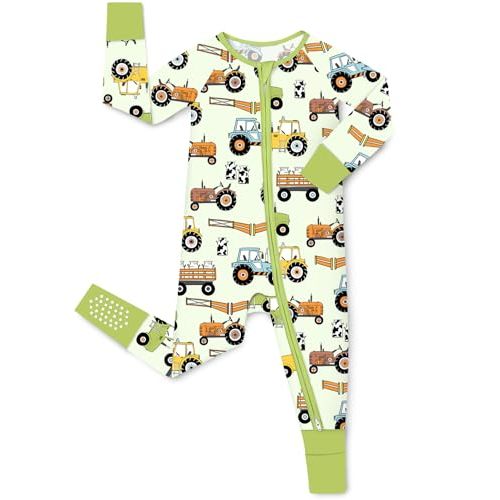 babee Reshinee Bamboo Viscose Baby Convertible Footie Pajama, Zipper Pajamas for Baby Boys & Girls, Sleep & Play Footed Pjs