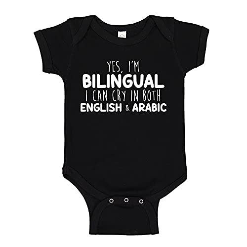 I Can Cry in English and Arabic Arab Baby Bodysuit One Piece or Toddler T-Shirt Funny Gift for Bilingual Baby