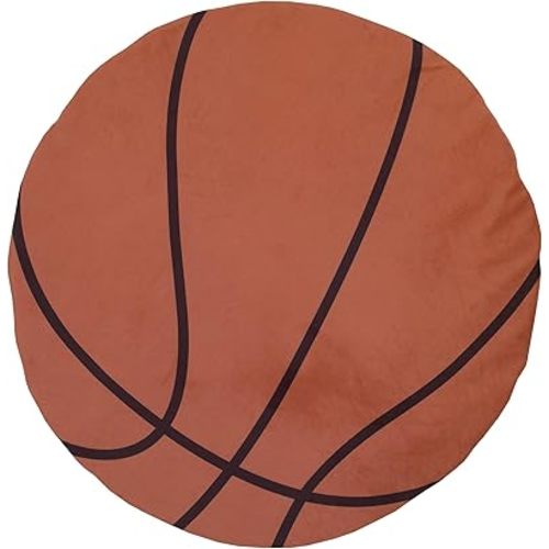 NoJo Little Love Brown and Black Basketball Super Soft Round Tummy Time Playmat
