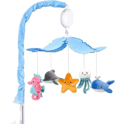 FEISIKE Baby Crib Mobile with 35 Lullabies, 3 Modes Rotation & Music, Adjustable Volume, Nursery Decor for Boys and Girls (Ocean Theme)