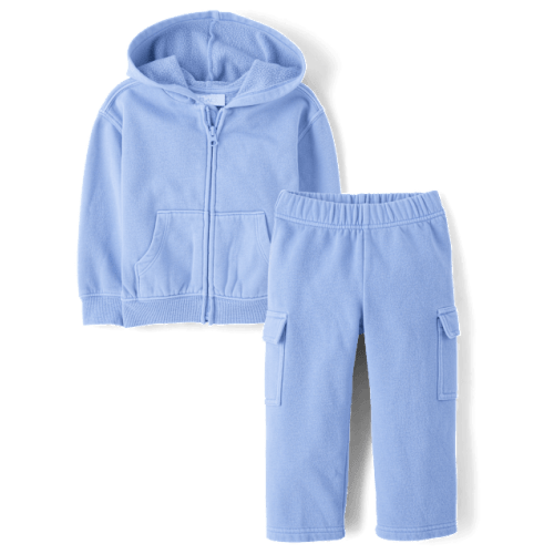 Baby And Toddler Garment Dyed Premium Fleece 2-Piece Outfit Set - Blue