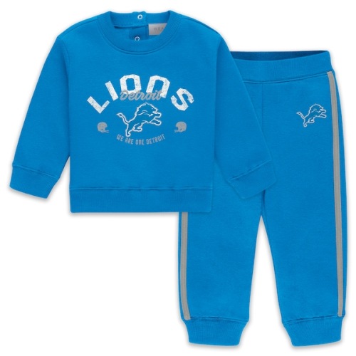 Infant & Newborn Detroit Lions WEAR by Erin Andrews Blue Fleece Crewneck and Pants Set