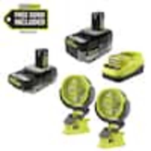 RYOBI ONE+ 18V HIGH PERFORMANCE Kit w/ 4.0 Ah Battery, 2.0 Ah Battery, Charger, & FREE ONE+ Cordless Clamp Fan (2-Pack) PSK1212SB-PCF02B2P