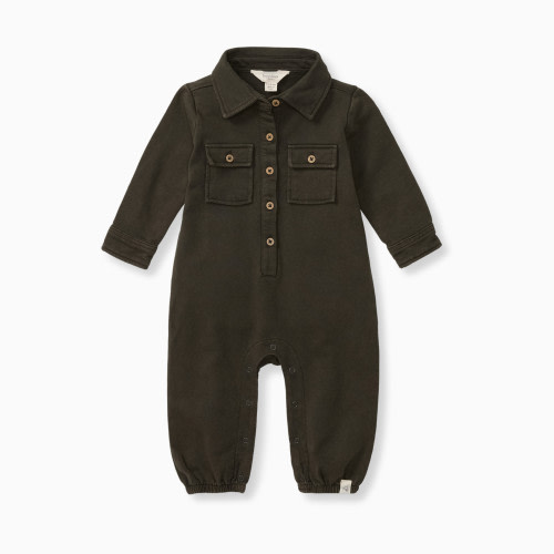 Burt's Bees Baby Organic Cotton Button Down Jumpsuit - Shadow, 3-6 M