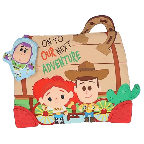 Disney Toy Story Andy’s Toy Box On-The-Go Clip by Kids Preferred – Soft Sensory Teether with Crinkle Sounds & Rattle