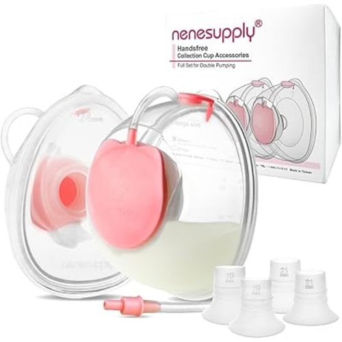 Nenesupply Handsfree Wearable Collection Cups Breastmilk Compatible with Baby Buddha Momcozy V1 V2 Breast Pumps. 24mm Silicone Flanges Replacement Pump Parts Accessories 19mm 21mm Inserts