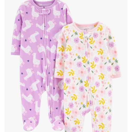 Simple Joys by Carter's Baby Girls' Fleece Footed Sleep and Play, Pack of 2
