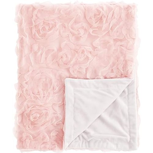 Sweet Jojo Designs Pink Floral Rose Baby Girl Blanket Receiving Security Swaddle for Newborn or Toddler Nursery Car Seat Stroller Soft Minky - Solid Light Blush Flower Elegant Boho Shabby Chic Luxury