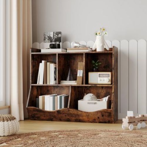 GOCAPTAIN Stylish Wooden Toy Shelf, Toy Storage and Organization Shelf, Double-Layer Children's Bookshelf, Ideal for Game Rooms and Corridors