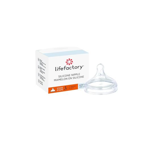 Lifefactory Stage 3 (6+ Months) Wide Neck Silicone Nipple, 1-Pack,Clear,LG8636