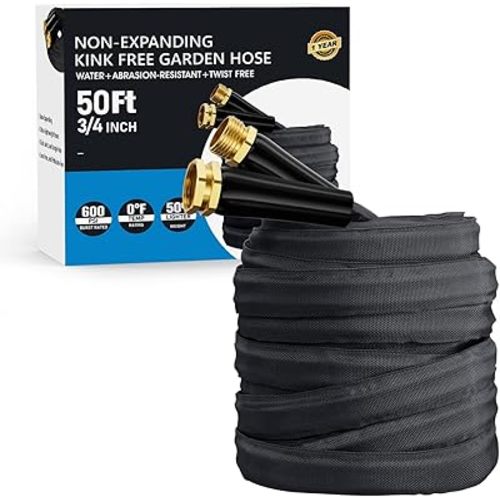 2025 Upgraded 50FT Non-Expanding Garden Hose, Lightweight, Flexible Ultra-Light Water Hose, Burst-Resistant, Lead-Free, Anti-Kink, High-Pressure